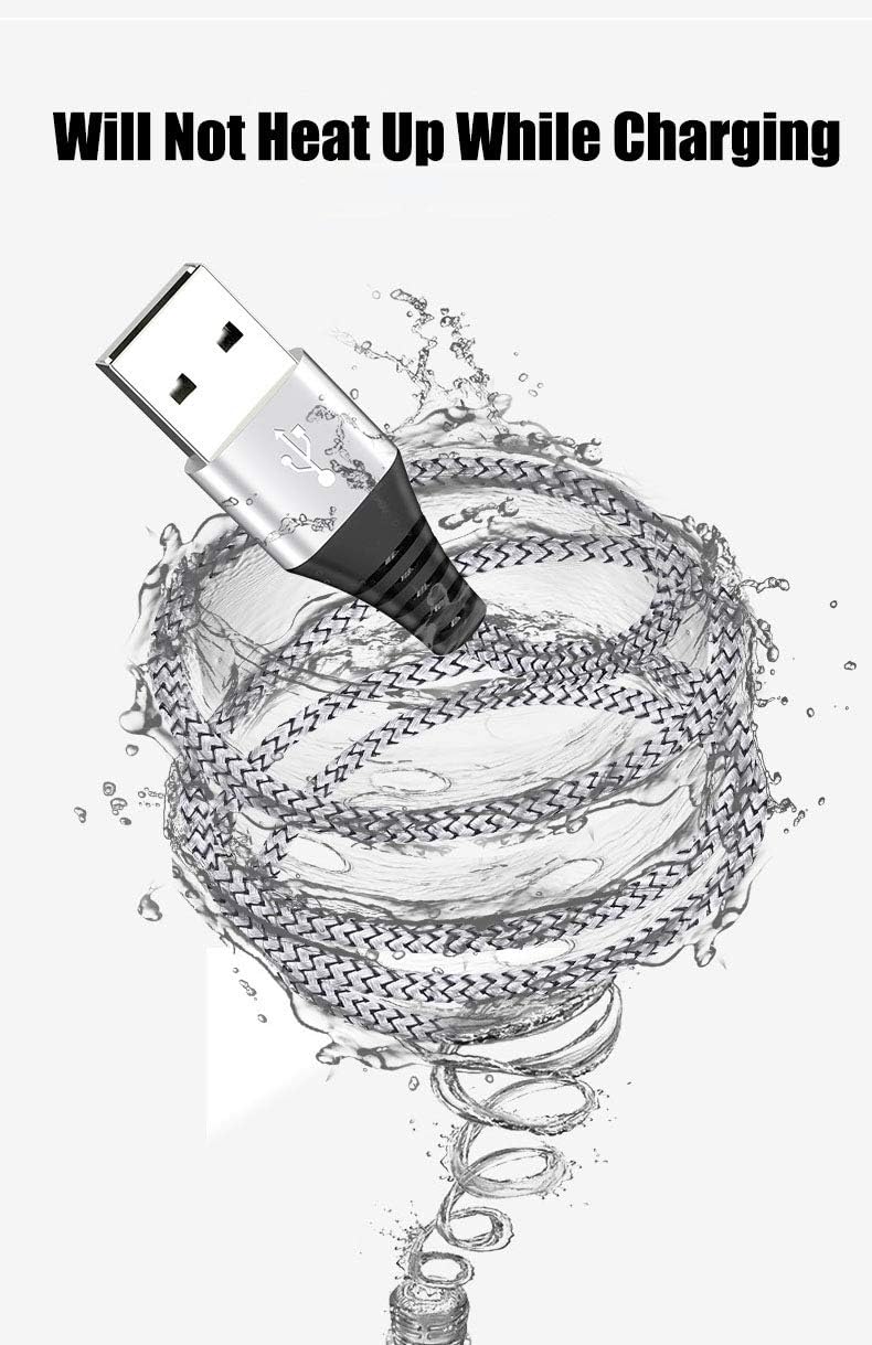 IFLASH [2 Pack] Nylon Braided USB Type C Cable, USB A 2.0 to USB-C Fast Charger Cord for Samsung Galaxy S10 S9 S8 Plus Note 9 8, Moto Z, V30 V20 G5 (Silver, 1 Foot) image 4