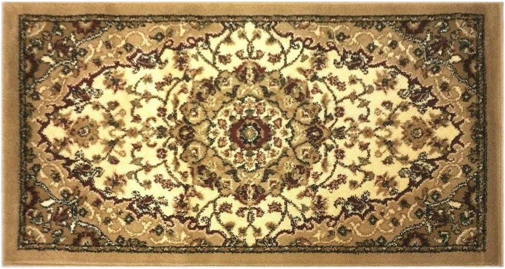 Bellagio Traditional Oriental Door Mat Design 401 Ivory (24 Inch X 40 Inch)