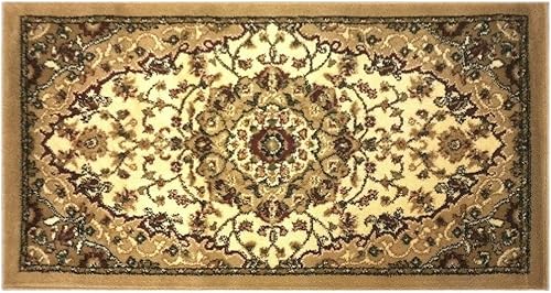 Bellagio Tapete tradicional oriental para puerta, diseño 401, marfil (24 x 40 pulgadas)