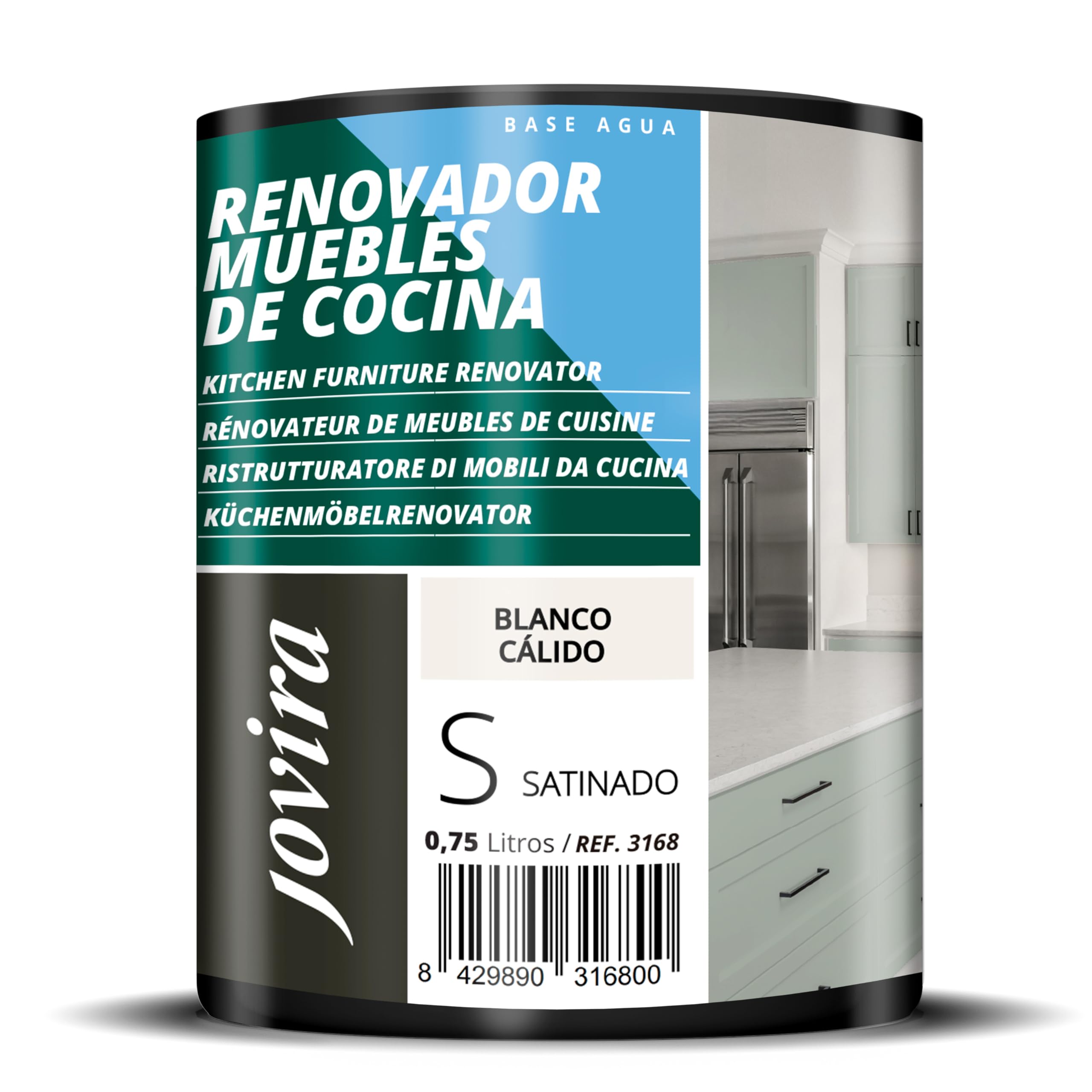 JOVIRA PINTURAS Pintura renovadora para Muebles de Cocina, acabado satinado al agua. Especial para renovar muebles de cocina, puertas, baños, etc. (750 ml, Blanco Cálido) T