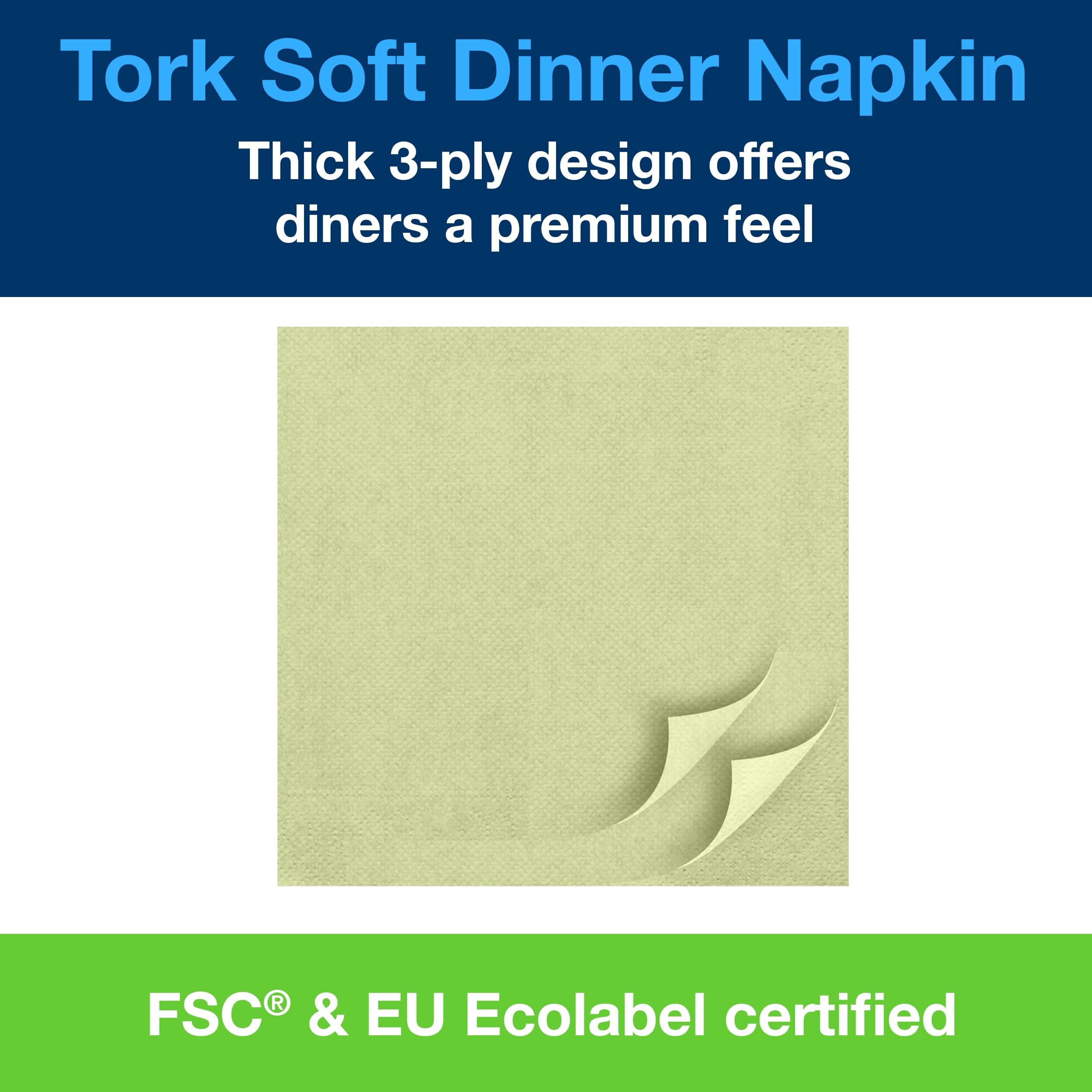 Tork 477910 Soft Dinner Servilleta para cena extrasuave / 3 capas/color verde lima / 12 paquetes x 100 unidades (1200 servilletas) / 39 cm x 39 cm/Advanced