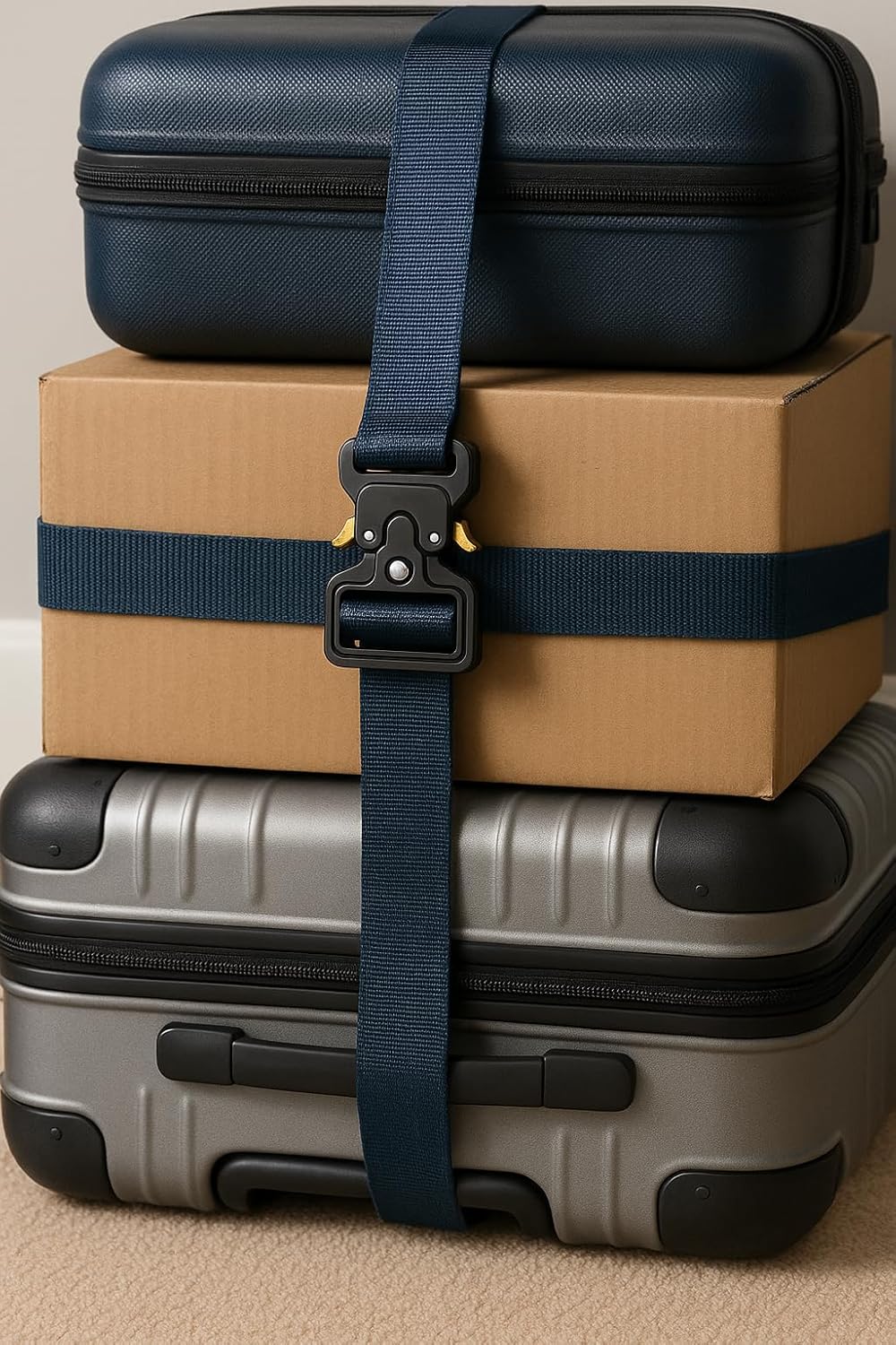 Metal Buckle Luggage Straps – Heavy Duty Tactical Tie Down Belts, 2 Pack 10ft x 2in Polyester Straps, 160kg Buckle Strength & 500kg Strap Load for Secure Travel & Cargo