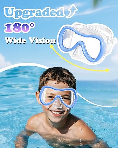 Miniatura 2 de Aegend Gafas de natación para niños, vidrio templado HD de 180 con amplia visión con cubierta para la nariz