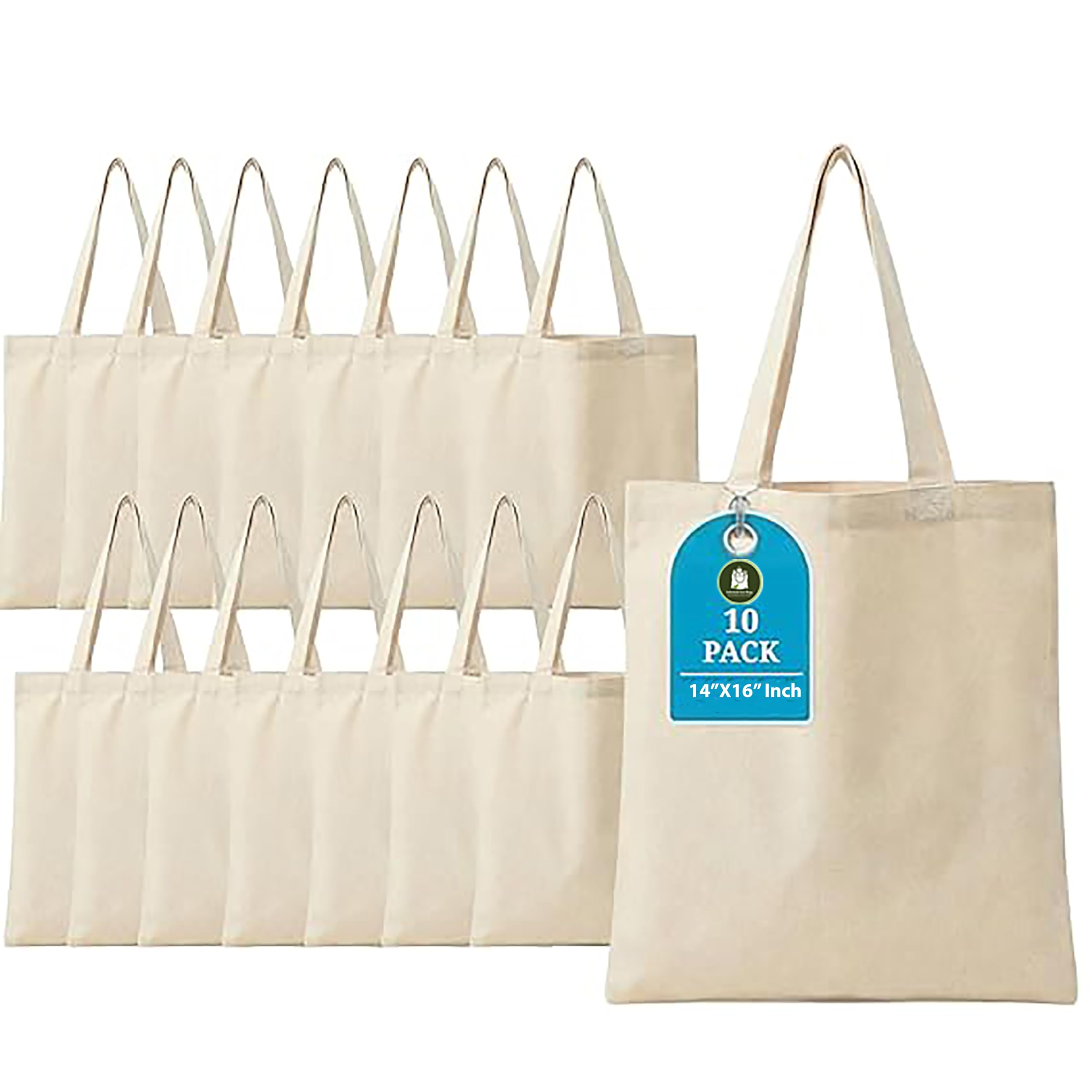 14x16 Inch Plain Canvas Tote Bag | 10 Pcs | 12 Pcs | 24 Pcs | 50 Pcs | 100 Pcs | 100% Organic Reusable 150 GSM Cotton Handbag for Shopping, Daily Use, Grocery, Craft Diy Painting-image-7