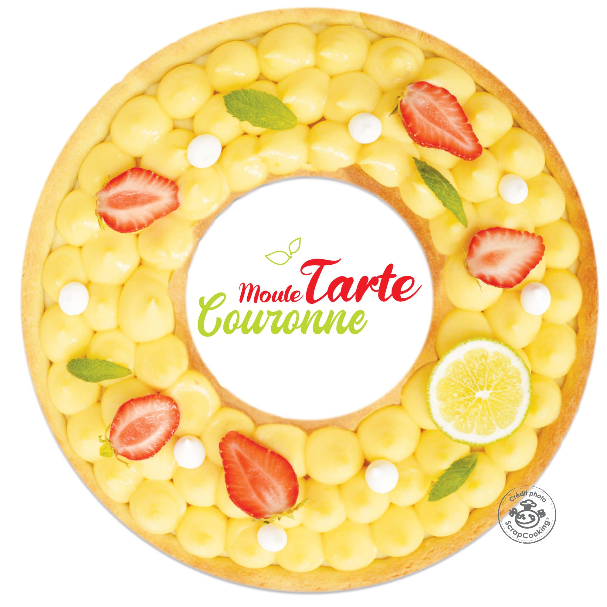 SCRAP COOKING - Moule à Tarte Couronne - Moule Antiadhésif avec Trou et Fond Amovible - Diamètre 30 cm - Cercle Pizza Quiche Galette Accessoire Pâtisserie - 1320, Noir