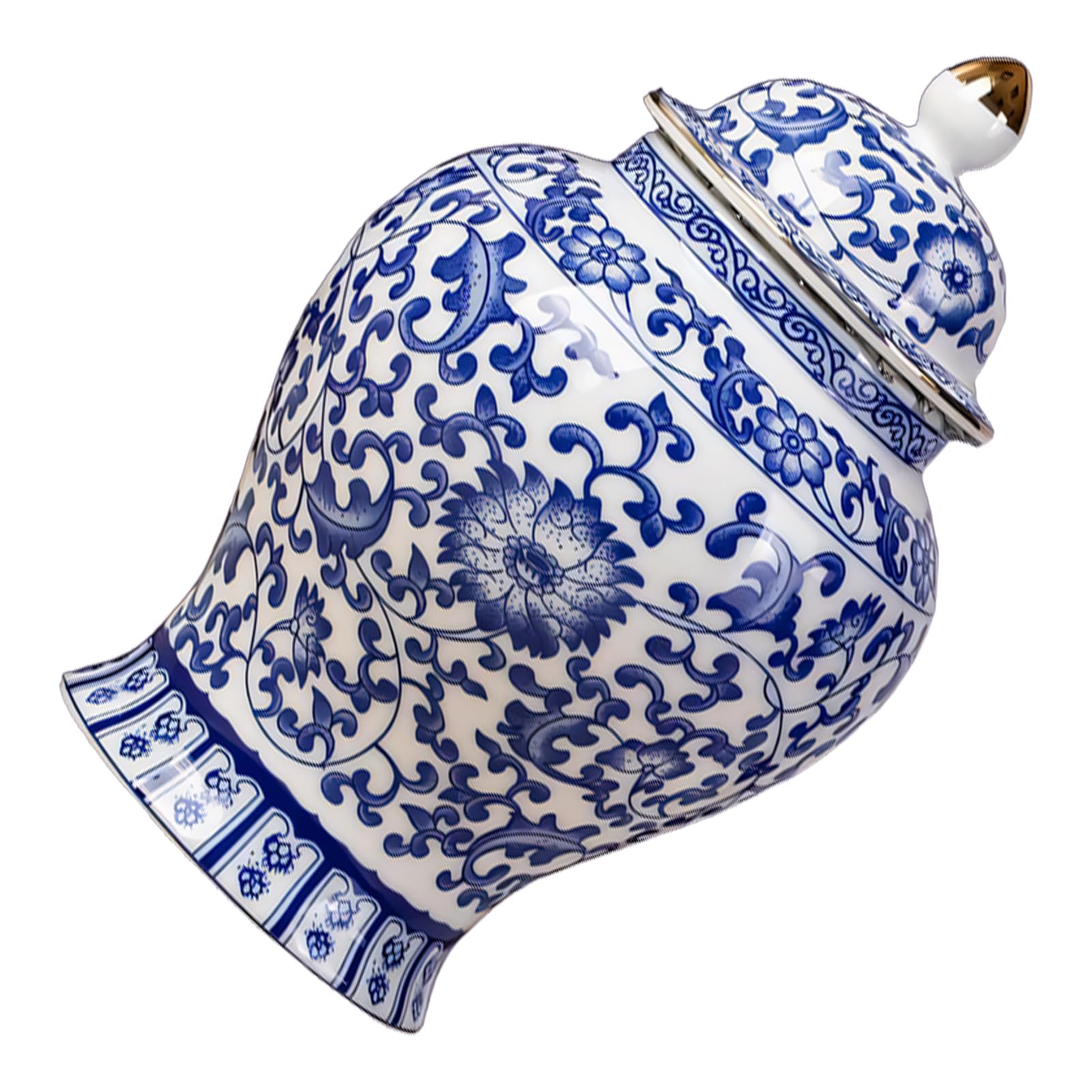 Kaeltsyn Blue Ceramic Tea Canister with Sealed Lid for Freshness Preservation Retro Ceramic Tea Needle Container