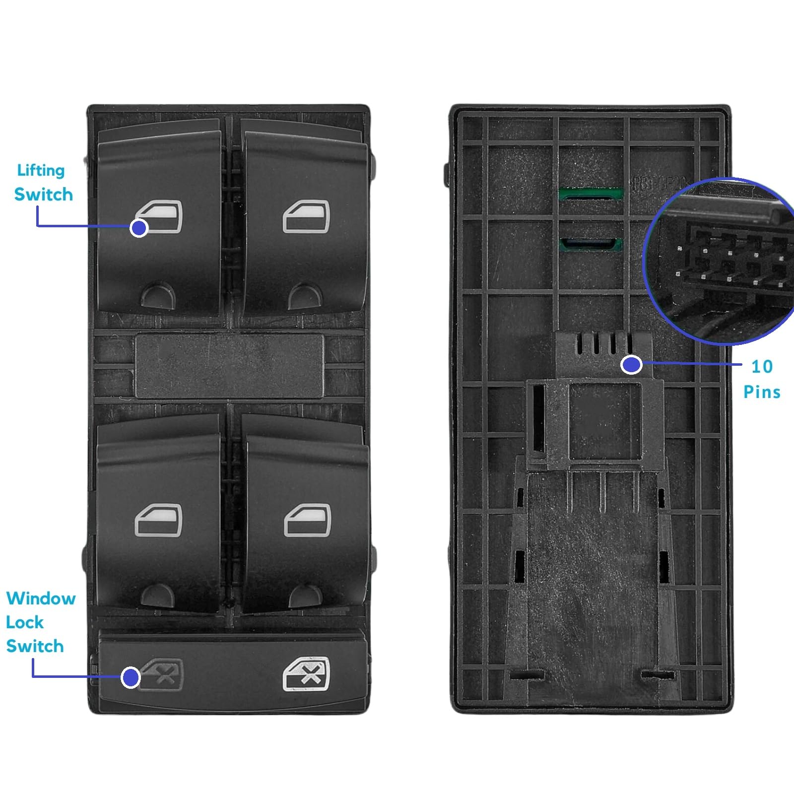 Interruttore Alzacristallo 4F0959851F Compatibile con Audi A3 S3 A6 S6 RS6 Q7 Porta Anteriore Sinistra