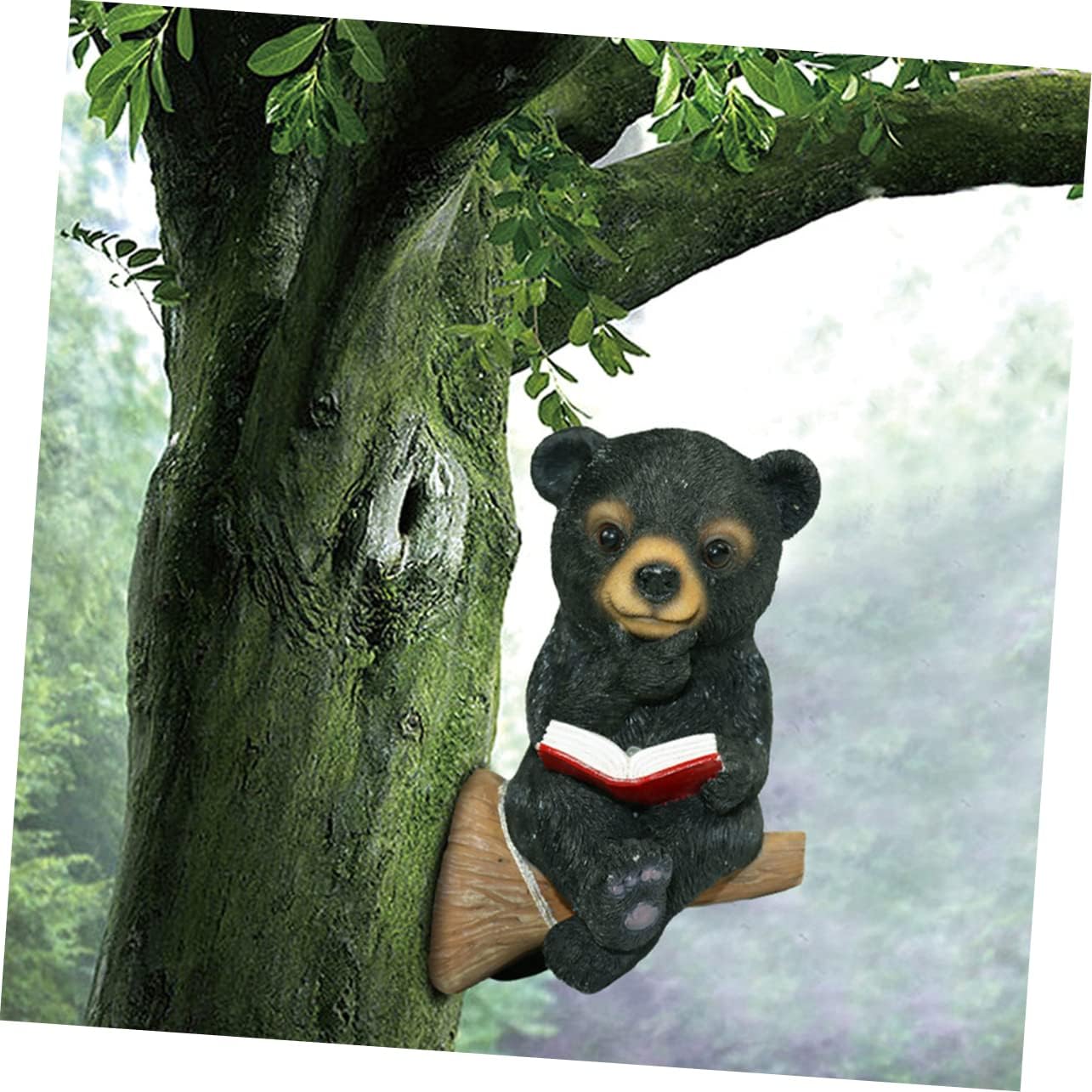 ORFOFE Garden Bear Sculpture Solar Light Creative Bear Statue Outdoor Lamp for Lawn Garden Decor Resin Craft Solar Panel Illuminates at Night Compact