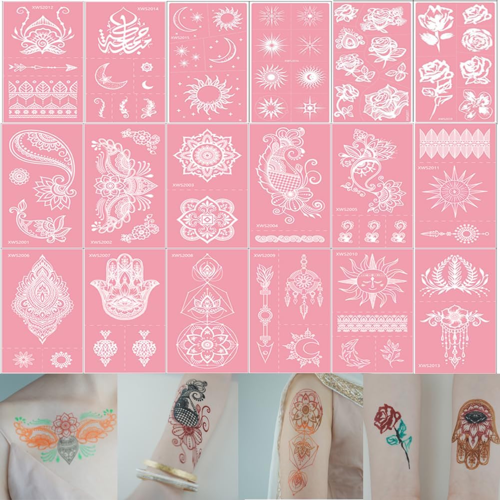 XMASIR Tattoo Kit, Temporary Tattoos Stencils 18 Sheets