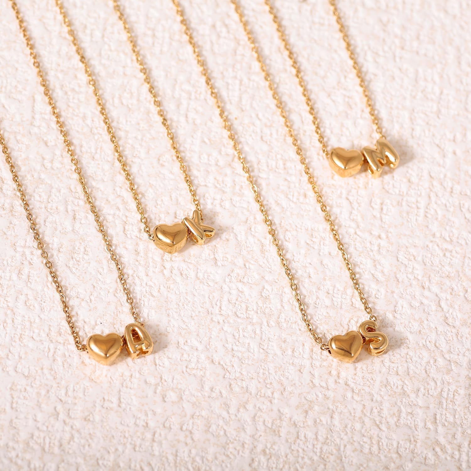 Initial Necklaces for Women 18K Gold Plated Letter Necklace Dainty Gold Name Necklace Personalized Tiny Heart Pendant Initial Necklace Trendy Gold Jewelry - Image 6