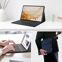 JADEMALL Sötétkék Billentyűzetes Tok Samsung Galaxy Tab S10 FE, S9 FE & S9 Tabletekhez - Német Bluetooth Billentyűzet, Beépített Akkumulátor 6