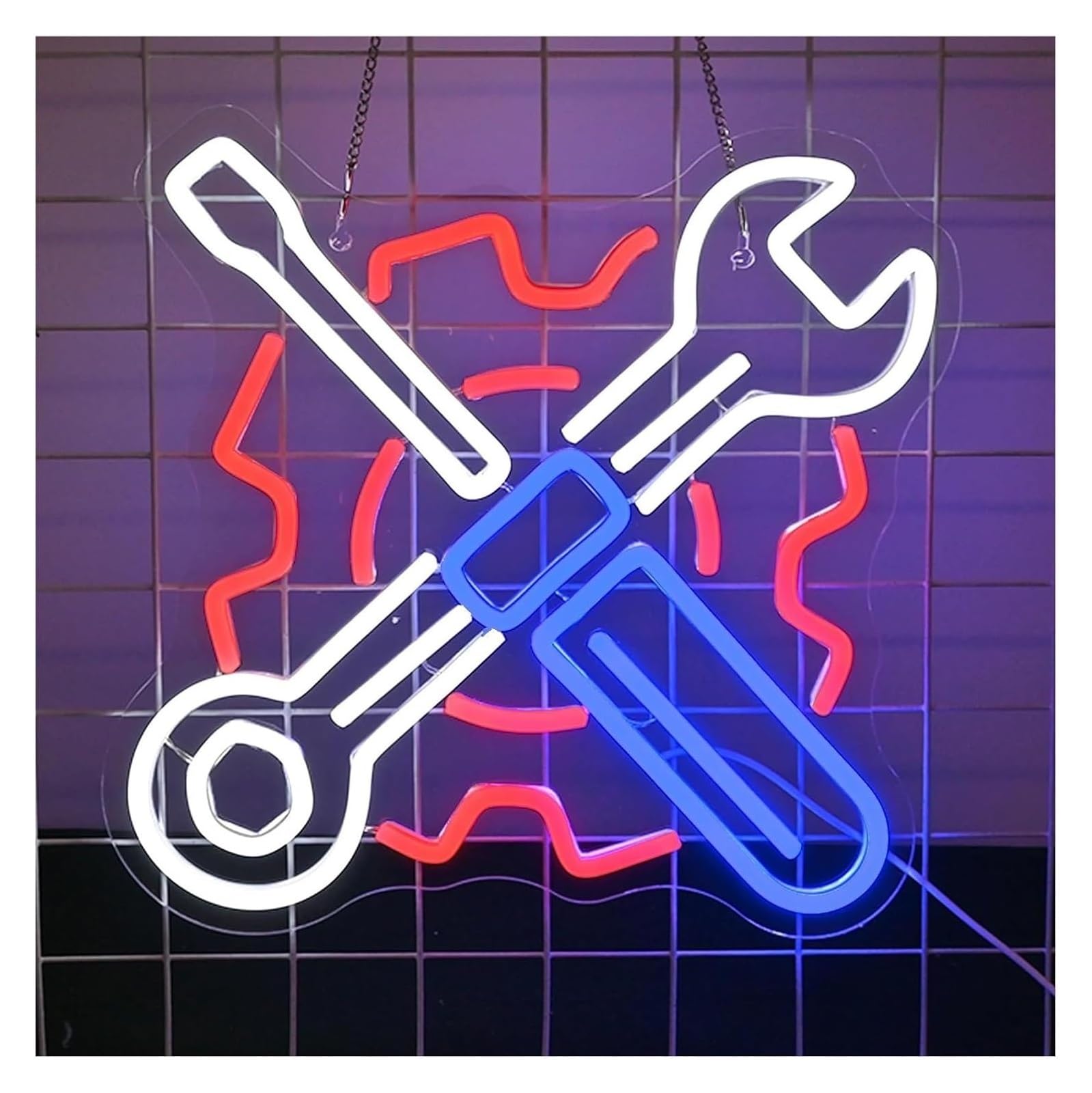 Generico Luci al neon Lampada al neon rilassante per officina meccanica, decorazione murale(B)