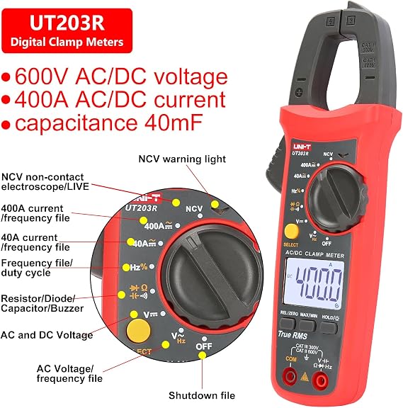 Unit UT-203+ 600V 400A AC/DC Dijtal Pensampermetre