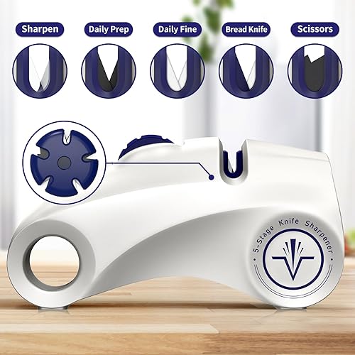 Miniatura 2 de Homly Afiladores de cuchillos con ángulos de afilado multifuncionales de 5 etapas de 15, afilador de cuchillos de cocina de pulido, afilador de