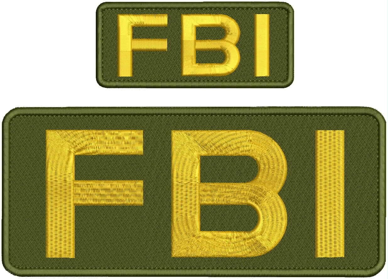 Special Patches for Velcro Patches for Uniform for FBI Embroidery Patches 4x10 and 2x5 Hook Gold & OD Green Model-Q-X988-2712