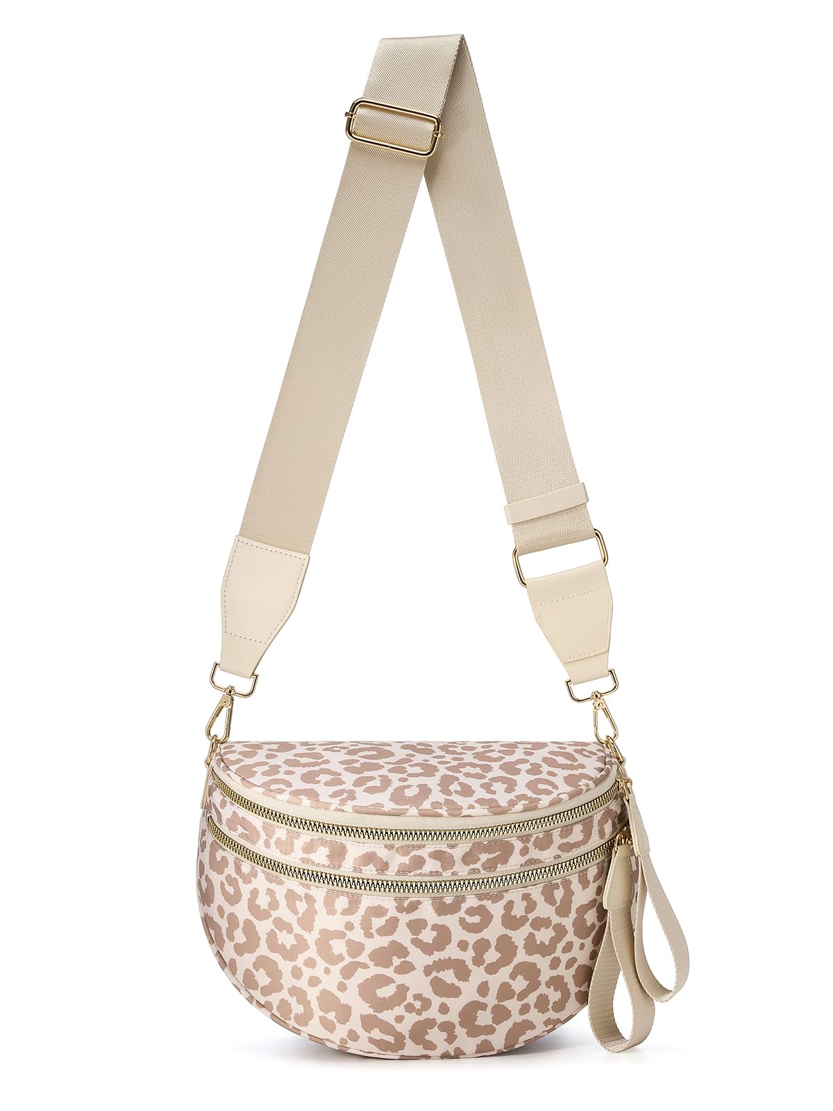 Pure Colour Crossbody Bag Bum Bag for Women,Spacious Purse Fanny Packs Belt Bag,Oversized Bum Bag (Beige Leopard Bum Bag)