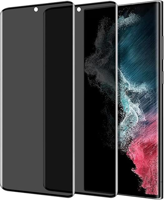 IBEX Screen Protector for Samsung Galaxy S22 Ultra 5G, [Pack of 2] Anti-Spy Tempered Glass 9H Hardness Tempered Glass Dark Film Privacy Protector