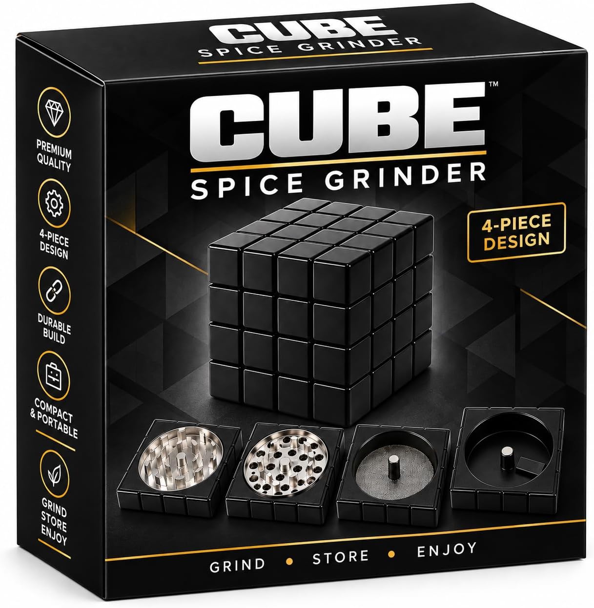 Amazon.com: Cube 4-Piece Spice Grinder with Mesh Screen & Storage ...