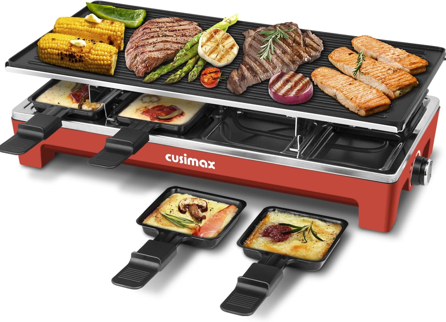 CUSIMAX Raclette Grill Electric Grill Table, Portable 2 in 1 Korean BBQ Grill Indoor & Cheese