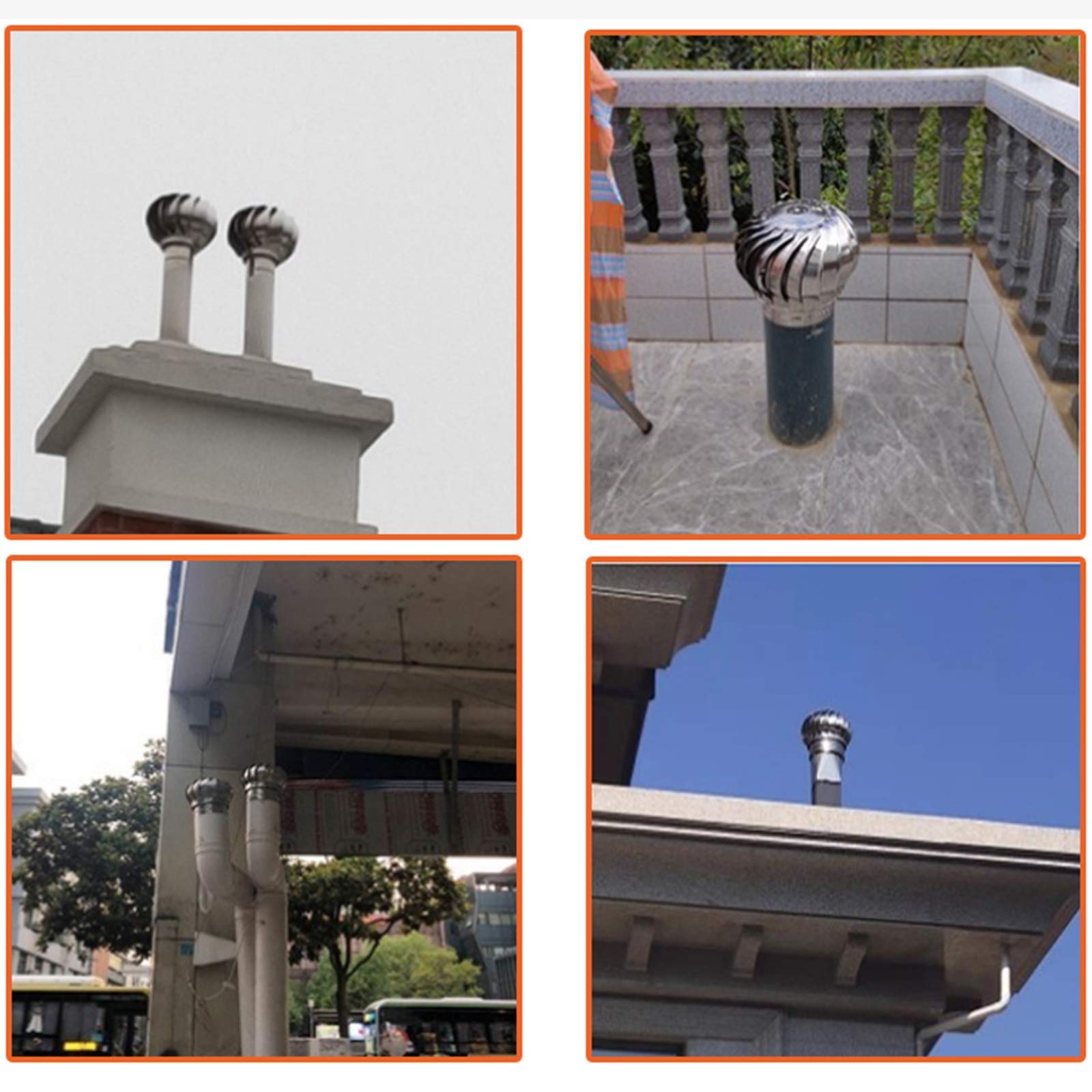 Sombrerete Giratorio para Chimenea, sombrerete de Acero Inoxidable, sombrerete Giratorio Anti-Tiro descendente para Chimenea, fácil de Instalar, 150 mm