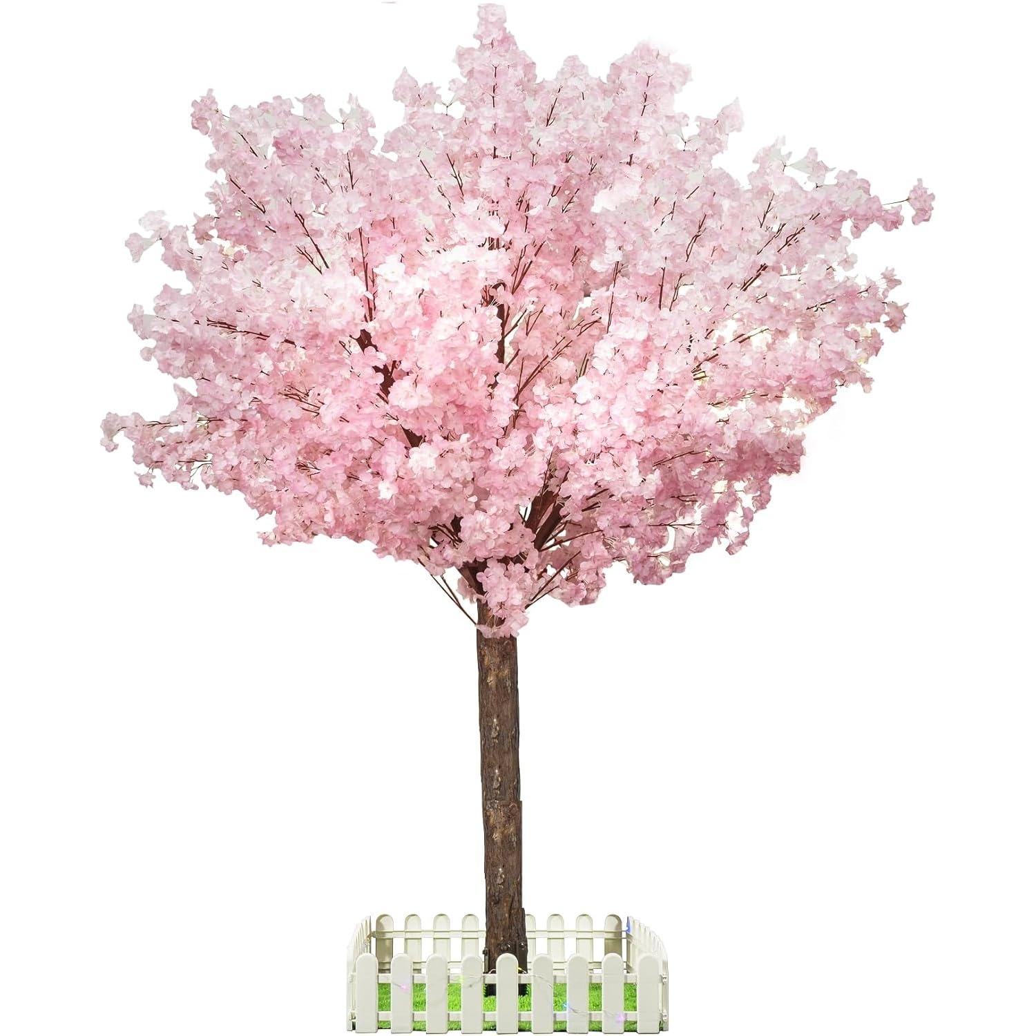 Alberi di ciliegio artificiali, fatti a mano, rosa chiaro, per interni ed esterni, 1,8 m di altezza, albero artificiale con tronco in legno naturale e fiori realistici per casa, ufficio, festa