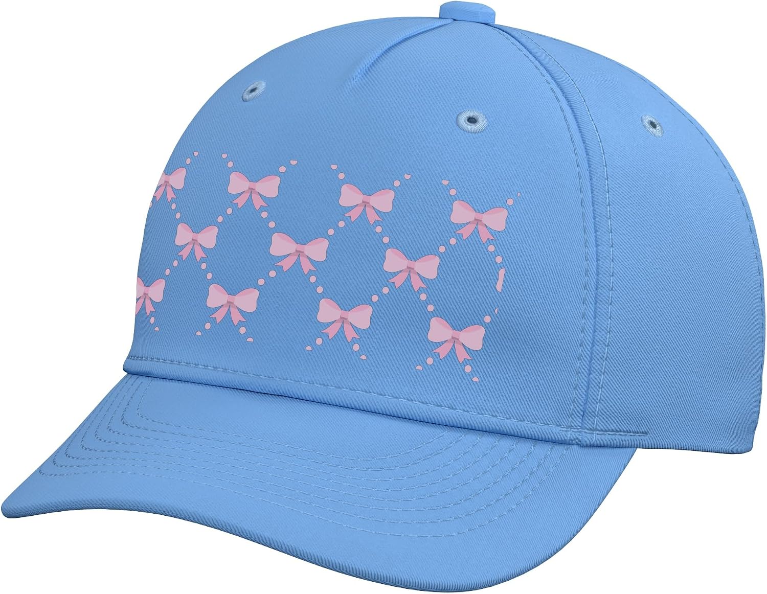 Aesthetic Pink Bow Pattern Adjustable Baseball Hat