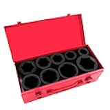 TONYNOL 1 Inch Drive Deep Impact Socket Set,9 Pieces,6-Point,SAE Sizes (1