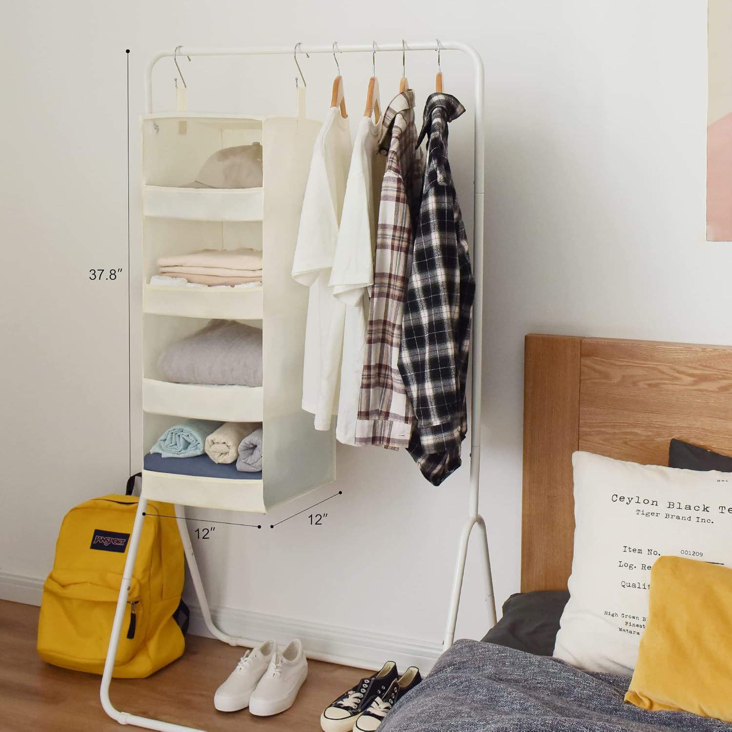 GRANNY SAYS Bundle of 2-Pack Hanging Shelves for Closet & 3-Pack Decorative Storage Boxes