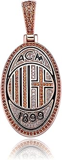 Official Football Team Pendant – 18K Gold Plated Silver Sterling 925 Pendant Badge Necklace with Cubic Zirconia Diamonds | ICED OUT | | Hip Hop| for Men & Women – Premium Football/Soccer Fan Gift – Engraved Logo | International Football League