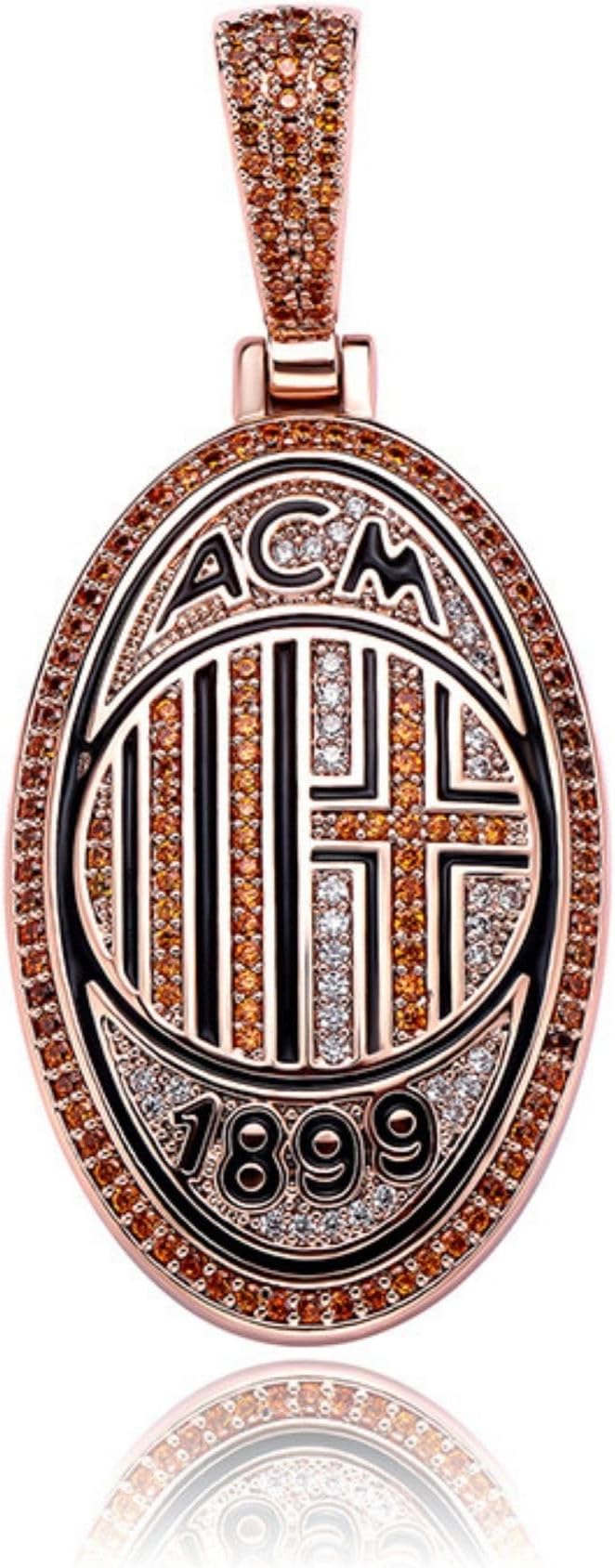 Official Football Team Pendant – 18K Gold Plated Silver Sterling 925 Pendant Badge Necklace with Cubic Zirconia Diamonds | ICED OUT | | Hip Hop| for Men & Women – Premium Football/Soccer Fan Gift – Engraved Logo | International Football League