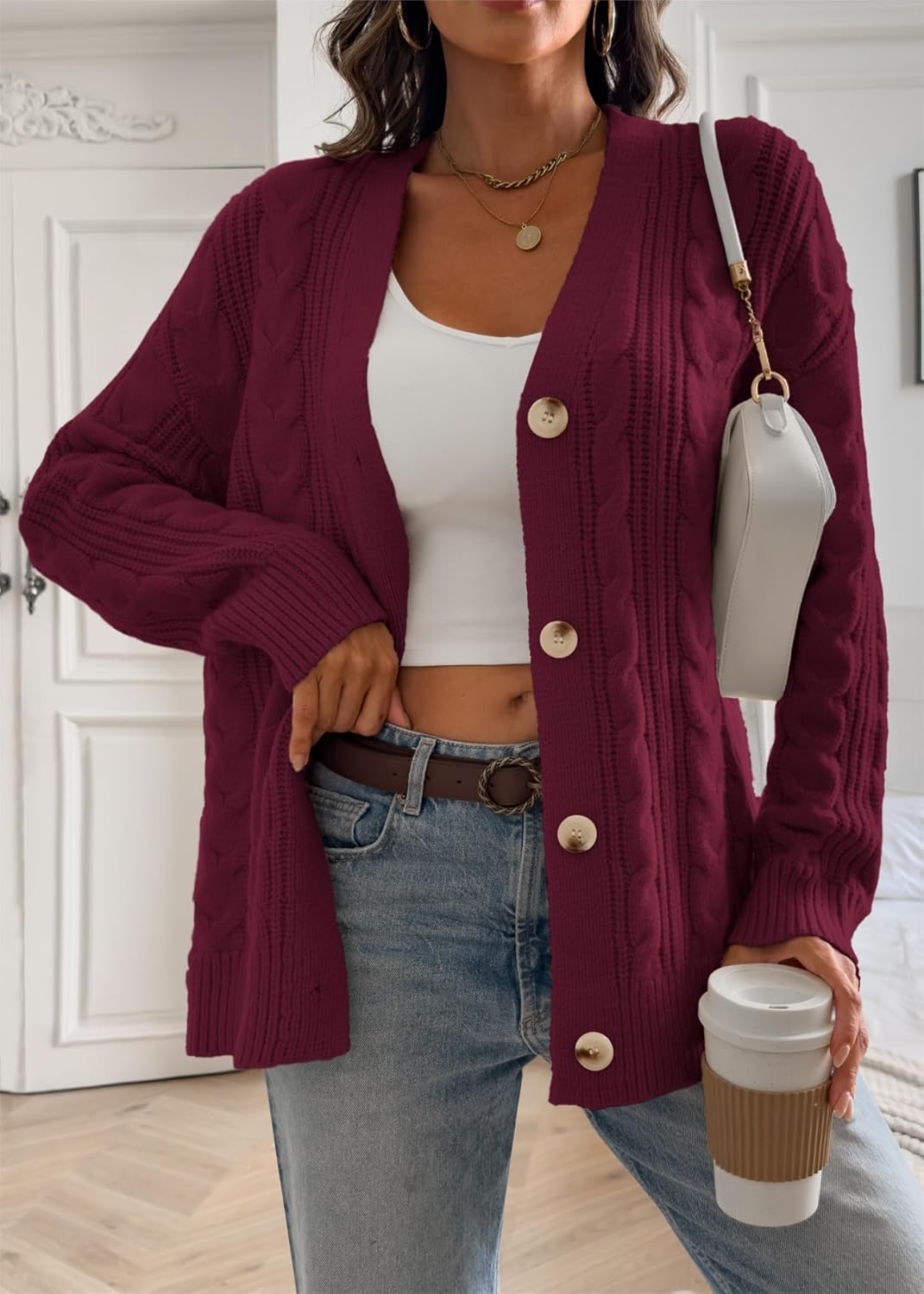 ATHMILE Womens Oversized Sweaters Cable Knit Cardigan Fall Fashion Long Sleeve Open Front Chunky Winter Coats 2025 - Image 5