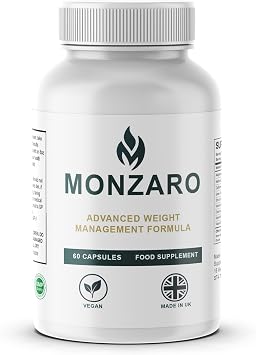 MONZARO Advanced Weight Management Formula   60 Capsules   Premium Natural Fat Burner & Metabolism Booster   Appetite Suppressant & Energy Support   UK Made Food Supplement
