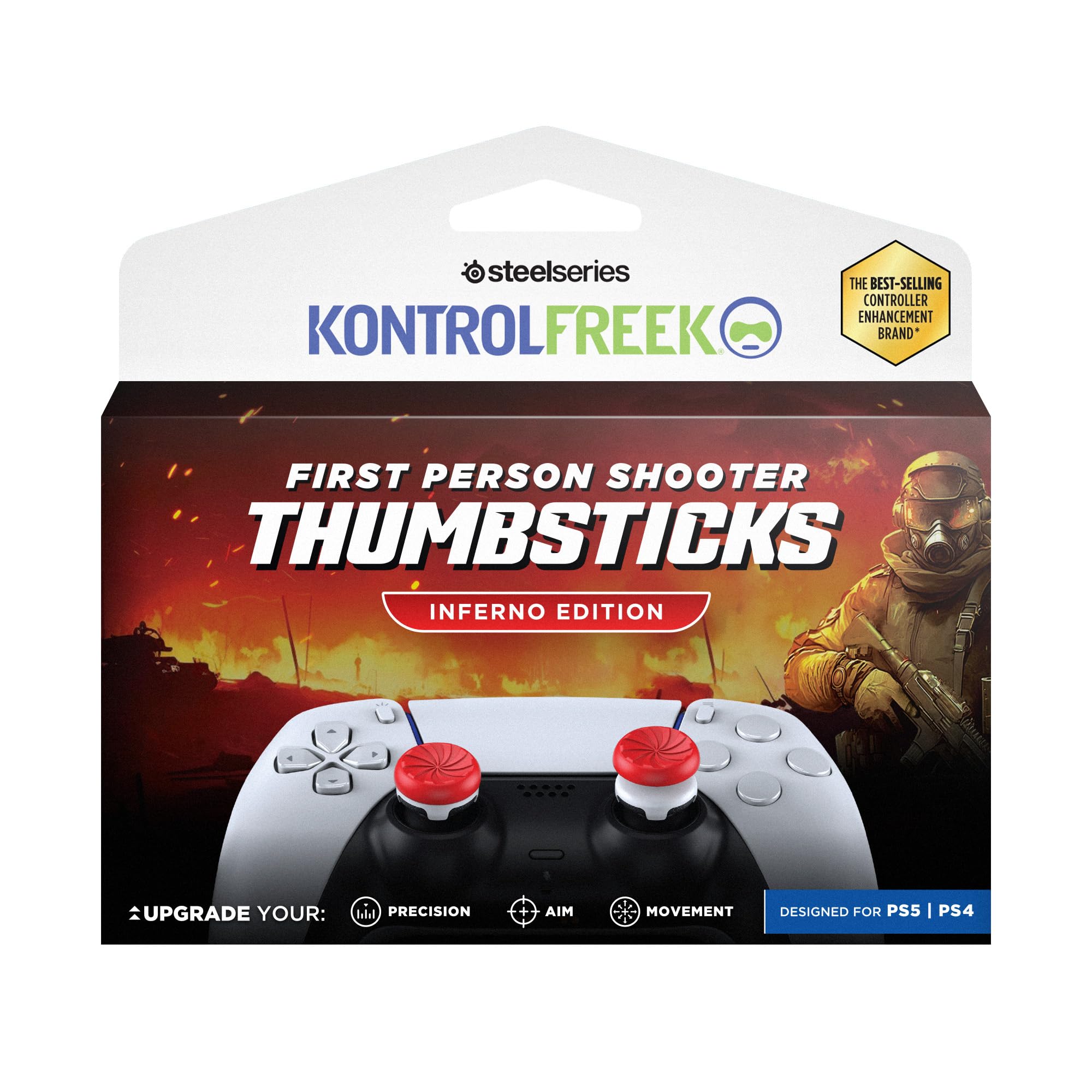 KontrolFreek FPS Freek Inferno for PS5 & PS4 Controllers | Performance Thumbsticks for Faster Target Acquisition & Superior Grip in FPS Games on PlayStation