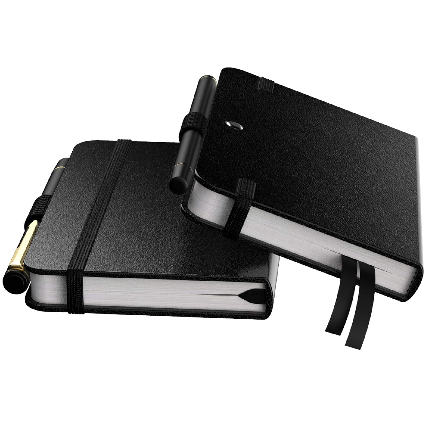 Pocket Size Notebook with Pen (2 PACK) ┃ Small College Ruled Leather