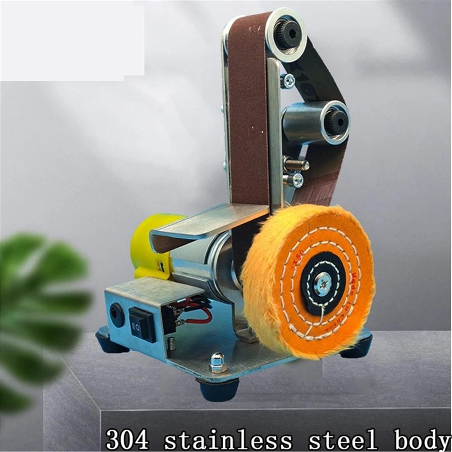 Car Buffer Polisher, Multifunctional Mini Tabletop Vertical Sanding Belt Polishing Machine, DIY Angle Grinder Sharpening,for Waxing