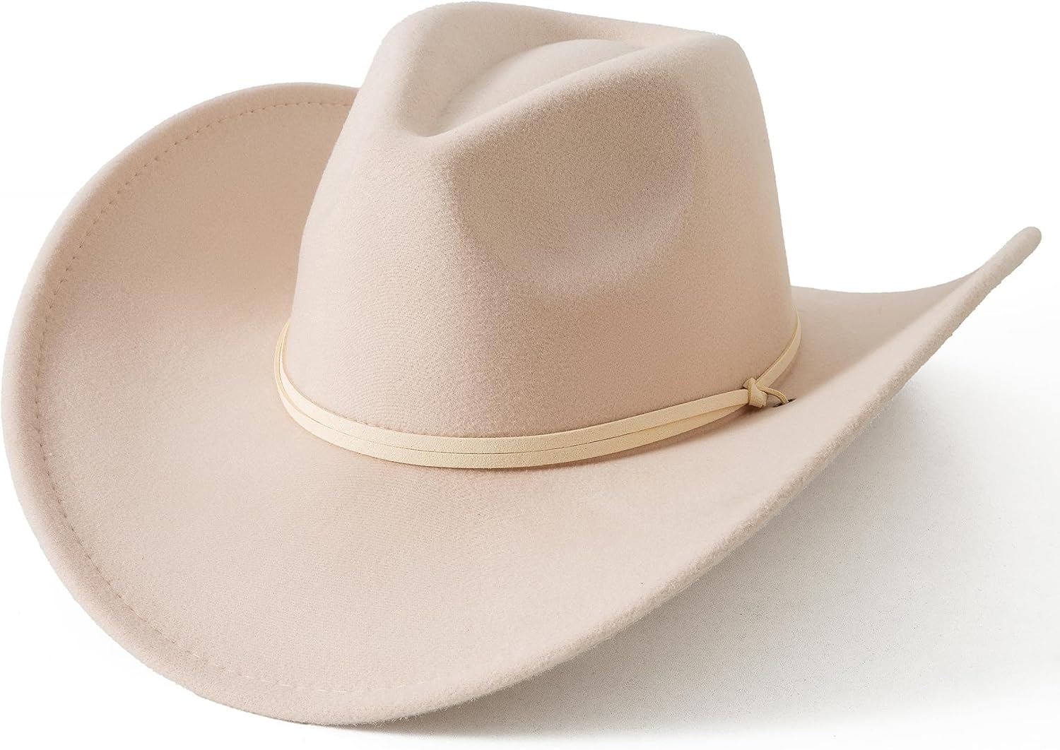 Lanzom Women Men Retro Felt Wide Brim Western Cowboy Cowgirl Hat Dress Up Hat with Wind Lanyard - Image 4