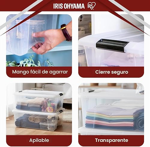 Iris Ohyama, Boite Rangement Plastique avec Couvercle, 30L, NTB-30 - 6