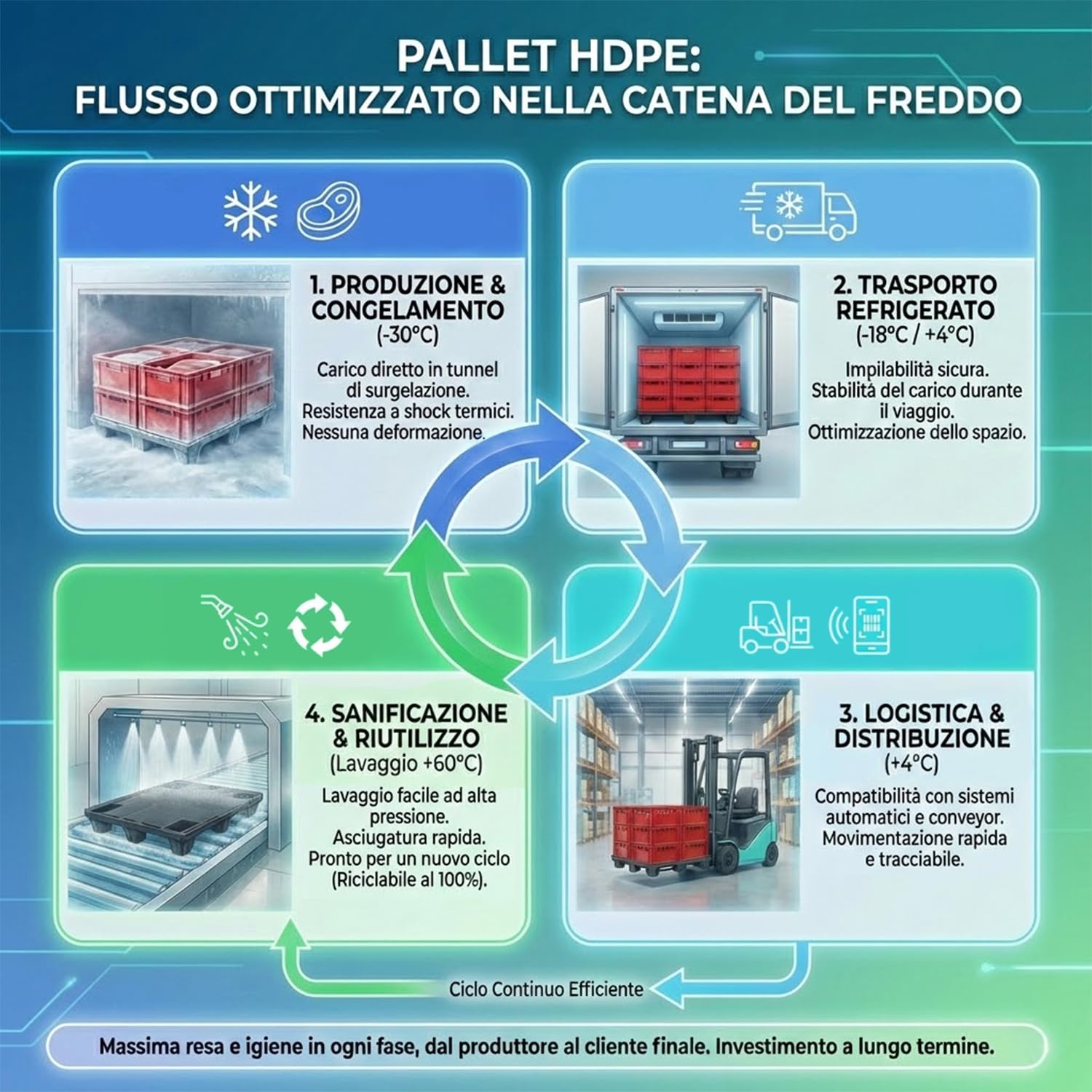 IMJ-Global - Pallet in Plastica HDPE, Bancali Plastica 120x80 Impilabile con 9 Piedini, Ogni Bancale Possiede la Certificazione Alimentare ed ha una Portata Massima di 2500kg (1 Bancale)