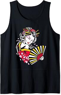 Ventaglio giapponese retrò vintage geisha Canotta
