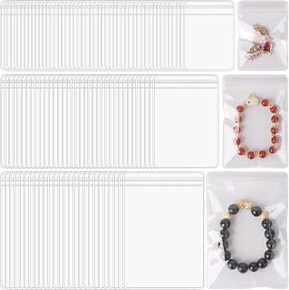 150Pack Self Seal PVC Jewelry Bags Clear Plastic Jewelry Storage Zipper Bag Anti Tarnish Transparent Jewelry Organizer Ziplock Bag 3 Sizes PVC Pouches Packaging Bags for Holding Jewelry Earring Ring
