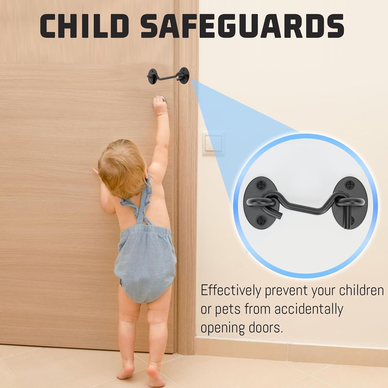 TRIPLE DEER 5" Hook and Eye Latch 4 Pack,Privacy Eye Hook Latch for Slide/Barn/Shed/Door, Window, Fences Cabinet, Barn Door Latch Door Hook Lock for Indoor Outdoor