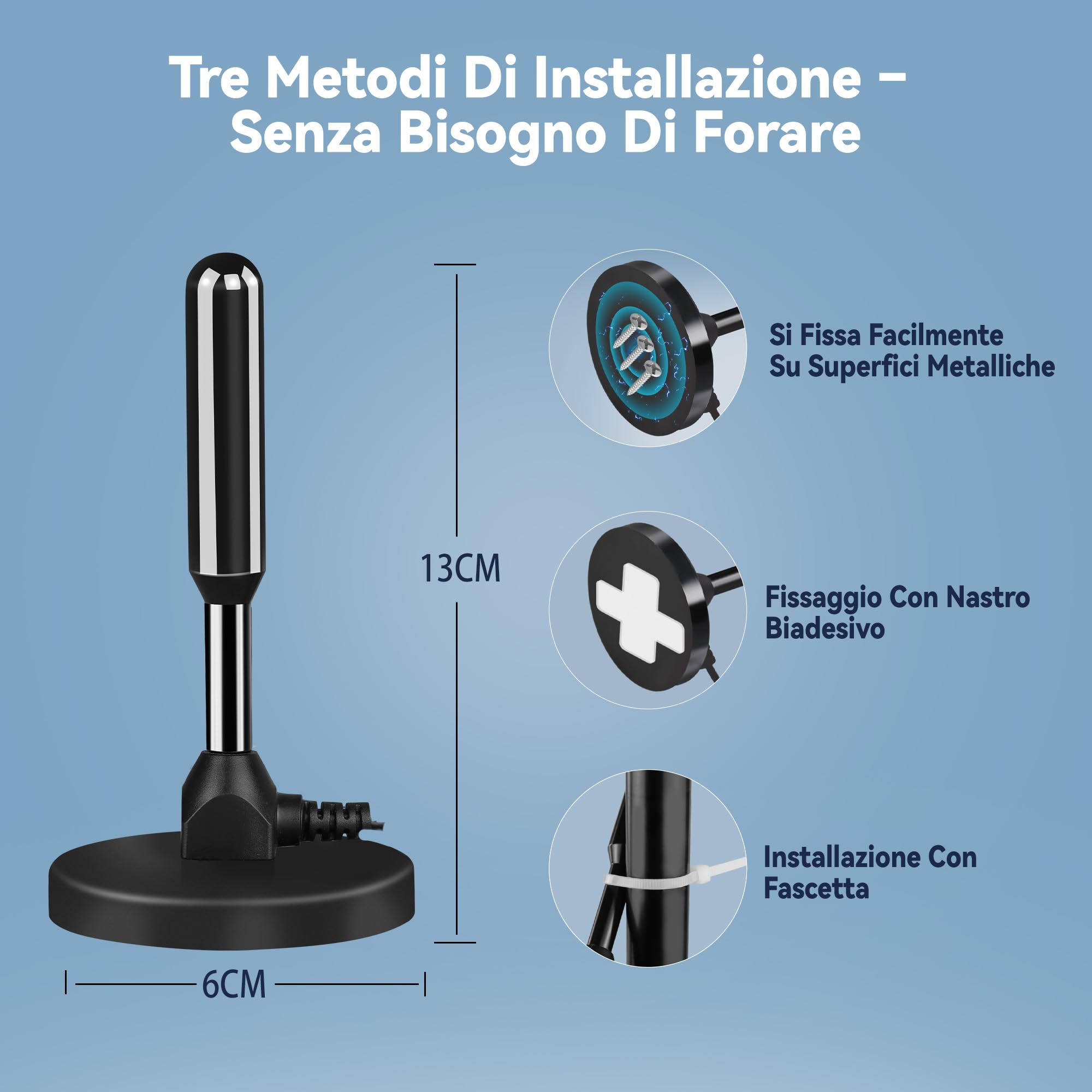 Antenna Tv Interna Amplificata Potente, 2026 Nuova Antenna Tv Interna, 500 Chilometri Di Ricezione A Lungo Raggio Con 360 Gradi Di Spazio Morto