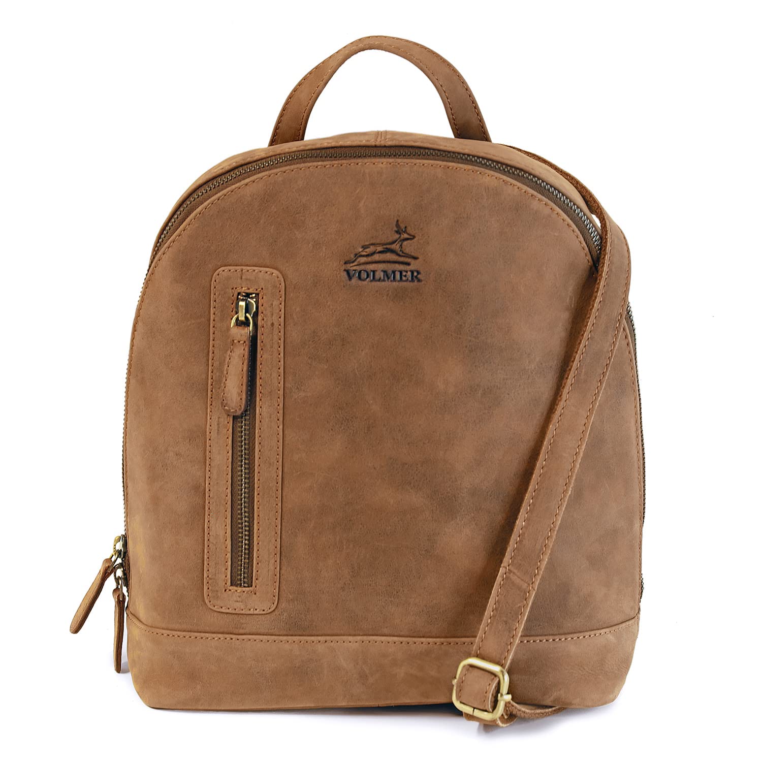 Fa.Volmer® Borsa in pelle di bufalo in 100% vera pelle di bufalo, stile vintage I per uomo e donna I per viaggi in città, ca. 31 x 31 x 6 cm