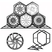 Adjustable Wall Mount Tire Rack for Garage Triangle Hexagon Black