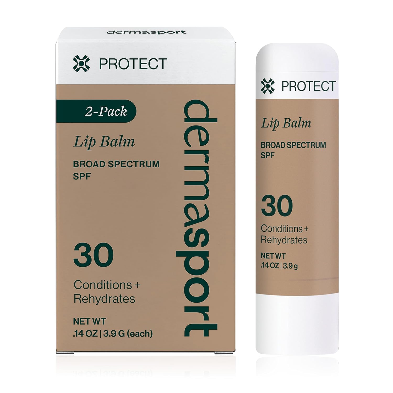 DERMASPORT SKINCARE Dermasport SPF 30 Lip Balm 2 Pack – Hydrating SPF Lip Balm for Dry, Chapped Lips – National Ski Patrol Partner – Water & Sweat Resistant for Men & Women