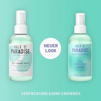 Isle of Paradise Self Tanning Water Moisturizing Natural Ingredients Vegan 200ml Medium