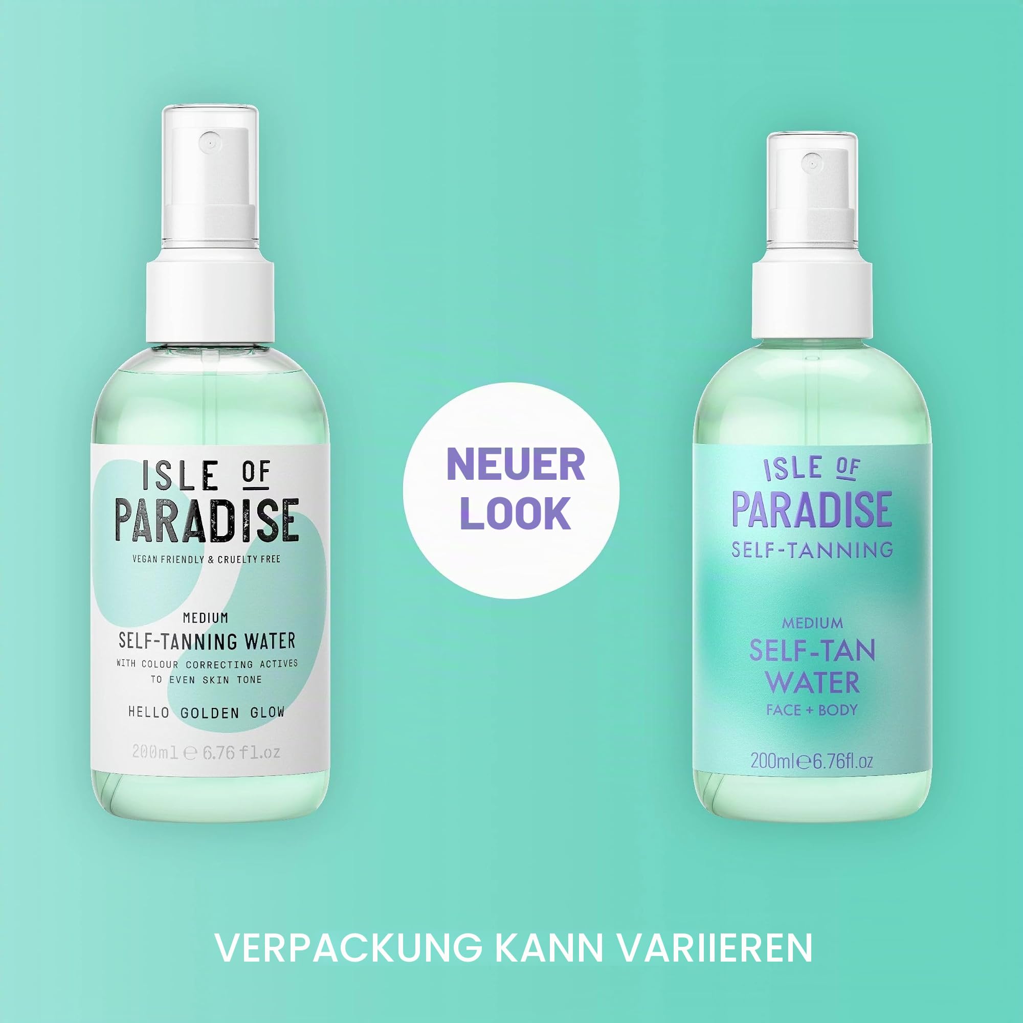 Isle of Paradise Selbstbräunungswasser feuchtigkeitsspendend, natürliche Inhaltsstoffe, vegan, 200 ml, Medium