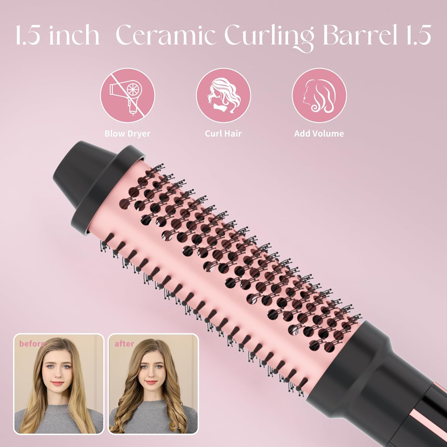 5 in 1 Curling Iron Set with Instant Heat Up, Dual Voltage, 4 Interchangeable Ceramic Curling Wands, Curling Brush, Heat Protective Glove & 2 Clips (Curling Iron 0.3-1.5") - Image 3