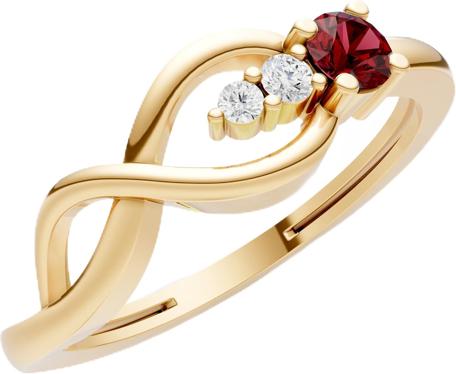 PEORA Round Cut Garnet Stackable Band Available in Solid 10K, 14K or 18K Ring – White, Yellow or Rose Gold