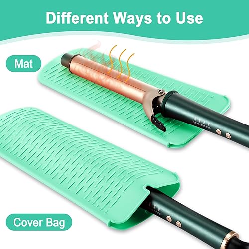 Vista 4 de Shappy Funda de viaje para rizador, 2 piezas, resistente al calor, funda de neopreno para alisador y herramientas calientes de silicona, bolsa plana